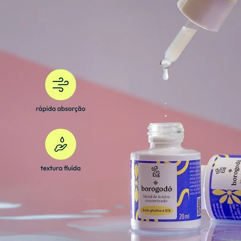 Textura fluida do Borogodó blend de ácidos com rápida absorção — ácido glicólico a 10%