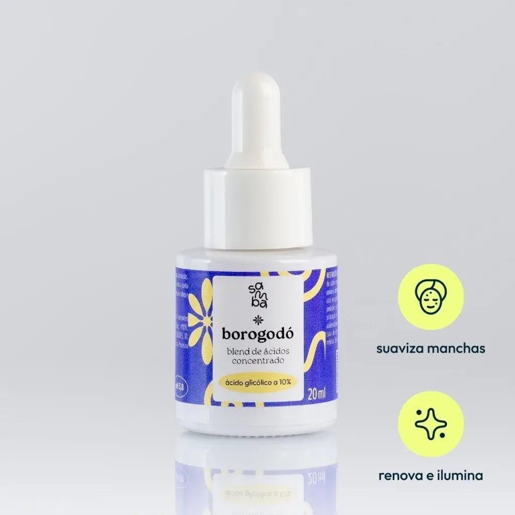 Borogodó blend de ácidos renovador Samba Skincare 20ml — suaviza manchas e renova a pele